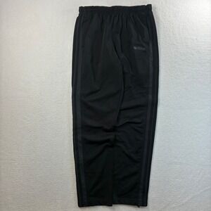 Y2K Adidas Baggy Track Pants Men L Black Gray Ankle Zip Loose Relaxed Sweatpants